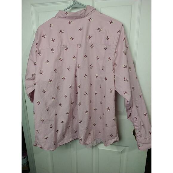Croft&Barrow Woman 2X Shirt Pink Yellow Floral Collared Button Roll Tab Sleeve - Picture 10 of 10